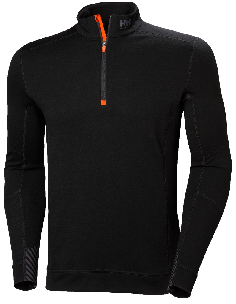 HH LIFA MERINO HALF ZIP 990BLACK