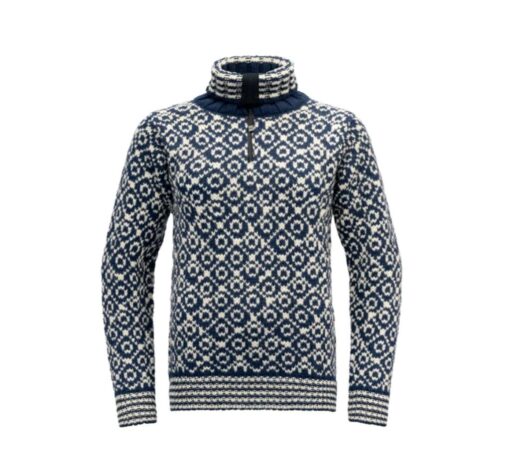 DEVOLD - SVALBARD WOOL ZIP NECK NAVY